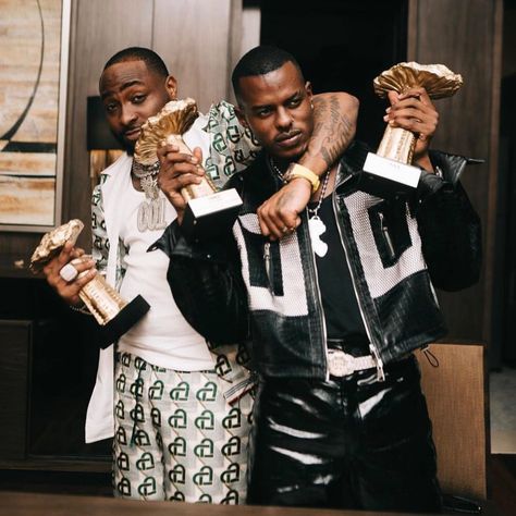 Davido and Musa Keys, proudly holding up their Trace Awards for Best Collaboration with “Unavailable” and Best Male Artist of 2023. 🏆 | Instagram Musa Keys, Male Artist, Hold Ups, Hold On, On Instagram, Instagram