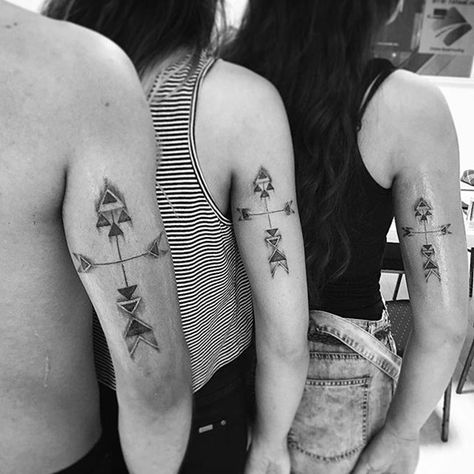 Western Brother Sister Tattoo, 2 Brothers And 1 Sister Tattoo Ideas, Two Sisters One Brother Tattoos, Two Brothers One Sister Tattoo, Two Sister One Brother Tattoo, Family Tattoo Ideas Matching, Brother Sister Tattoos, Close Siblings, Tattoo Ideas Matching