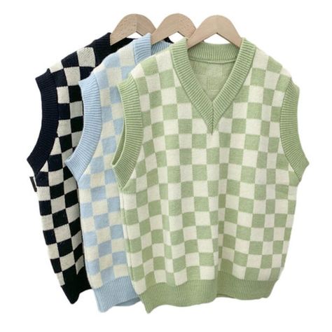 Gentle Checkered Vest for Women Soft Avant Basic Aesthetic (1) Checker Vest Outfit, Avant Basic Aesthetic, Light Blue Cardigan Outfit, Pink Sweater Dress Outfit, Avant Basic, Blue Cardigan Outfit, Sweater Vest Outfit Women, Checkered Vest, Checkered Outfit