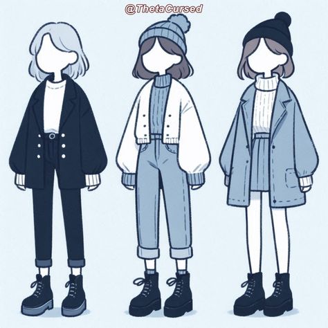 Winter Outfits Drawing, Winter Cozy Outfit, Clothes Sketch, Warm Outfit, Winter Outfits Aesthetic, Humanoid Creatures, Clothing Design Sketches, Female Clothes, Aesthetic Outfit Ideas