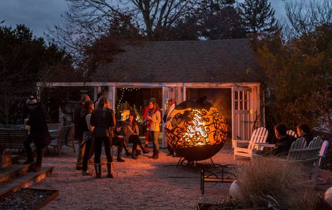 upcycled steel mooring buoys by US architect/artist Sandra Vlock. Winter Backyard, Outside Fireplace, Outdoor Fire Pit Designs, Outdoor Fireplace Designs, Fire Pit Ring, Backyard Buildings, Jacuzzi Outdoor, Fire Pit Designs, Fire Pit Backyard