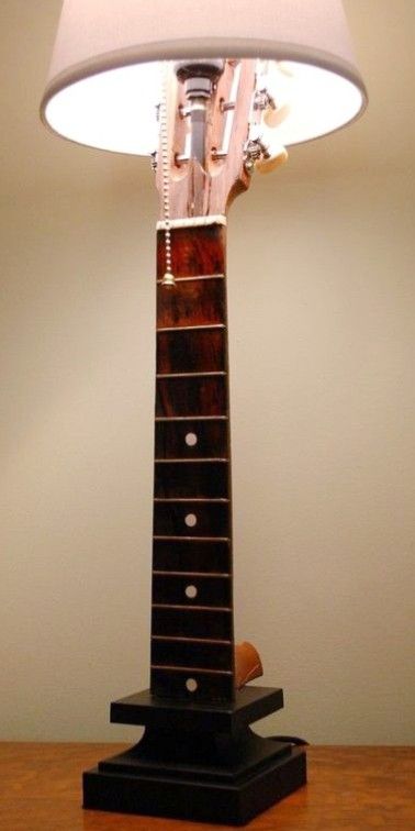 Guitar neck lamp Guitar Lamp, Music Furniture, Lampe Diy, Guitar Room, Music Room Decor, Music Decor, Guitar Art, Lampe Design, Music Themed