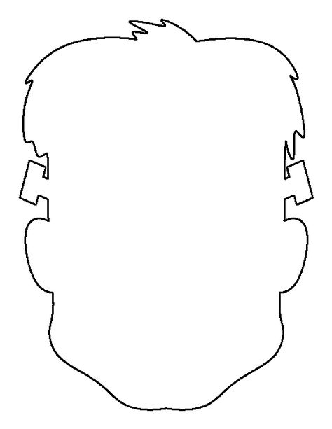 Frankenstein head pattern. Use the printable outline for crafts, creating stencils, scrapbooking, and more. Free PDF template to download and print at http://patternuniverse.com/download/frankenstein-head-pattern/ Frankenstein Outline, Frankenstein Template, Frankenstein Face, Head Template, Printable Outline, Halloween Template, Coloring Crafts, Moldes Halloween, Halloween Crafts For Toddlers