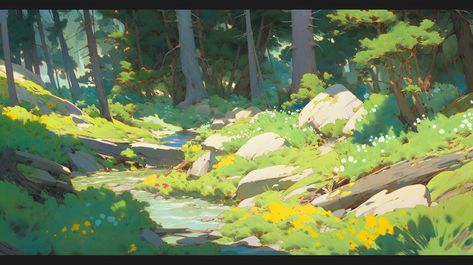 Environment Painting, Concept Art Tutorial, Landscape Concept, Background Drawing, Landscape Background, 수채화 그림, Arte Sketchbook, Digital Painting Tutorials, Forest Art