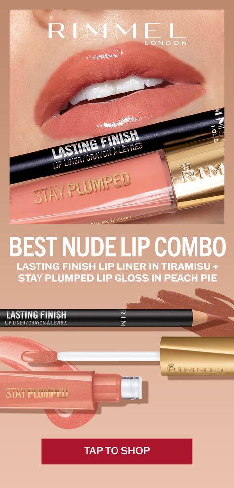 You’re gonna love this peachy nude lip combo! Line lips with Lasting Finish Lip Liner in Tiramisu Add color, shine and definition with Stay Plumped Lip Gloss in Peach Pie Shop this duo now @Walmart! Peachy Lip Combo, Peachy Lips, Peachy Lip, Bronzer Makeup, Brow Mascara, Makeup Hacks Tutorials, Foundation Colors, Black Mascara, Nude Lip