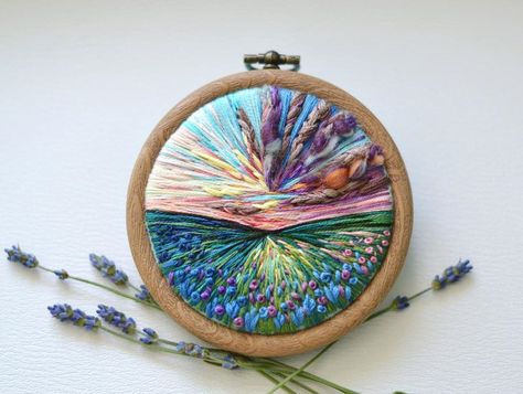 Olya on Instagram: “My new tiny embroidery hoop 🥰 finishing a PDF guide for this design 🤩 well, not exactly that one, because it has too much colors and…” Embroidery Patterns Pdf, Embroidery Landscape, Embroidery Guide, Landscape Embroidery, Embroidery Hoop Wall, Embroidery Hoop Wall Art, Z Craft, Thread Painting, Pattern Steps