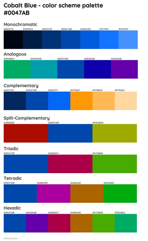 Cobalt Blue Color Scheme Palettes Cobalt Blue Fashion 2023, Cobalt Blue Wall Paint, Blue Complimentary Colors Outfit, Complementary Colors To Navy Blue, Electric Blue Color Pallete, Royal Blue Pallet, Cobalt Blue Colour Combination, Cobalt Blue Ceiling, Colbolt Blue Color Palette