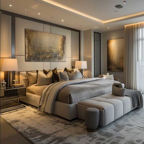 20+ Elegant Master Bedroom Interior Design Transformations • 333+ Images • [ArtFacade] Forest Modern Bedroom, Interior Of Bedroom, Bed Frame Inspiration, Modern Cosy Bedroom, Dream Master Bedrooms Luxury, Moody Luxury Bedroom, Luxurious Bedrooms Elegant, Luxury Homes Dream Houses Interior Bedrooms, Bedroom Ideas Modern Elegant