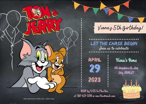 FREE 10+ Tom And Jerry Birthday Invitation Templates Snoopy Birthday Invitations, Tom And Jerry Birthday, Tom Y, Dance Party Invitations, Snoopy Birthday, Free Printable Invitations Templates, 5th Birthday Party Ideas, Tom Y Jerry, Free Printable Invitations