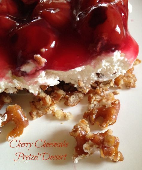 Turnips 2 Tangerines: Cherry Cheesecake Pretzel Dessert/Salad Desserts With Pretzels, Cheesecake Cherry, Pretzel Dessert, Pretzel Desserts, Strawberry Pretzel Salad, Pretzel Salad, Strawberry Pretzel, Tiramisu Dessert, Lucky Leaf