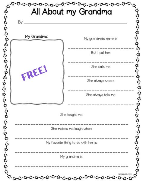 This free printable all about my grandma questionnaire makes a thoughtful gift for Mother's day or Grandparents Day. In addition to making a thoughtful gift, it’s also a great writing exercise for early learners. Click through for your free all about my grandmother worksheet today! Grandparents Day Questionnaire, All About My Grandma Free Printable, Grandma Questionnaire, All About My Grandma, Grandma Printable, Future Dairy, Grandparents Day Activities, Grandma Journal, Writing Exercise