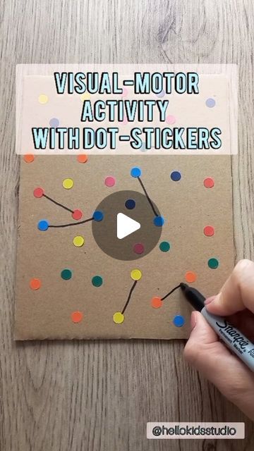 Eszter | hellokidsstudio on Instagram: "Visual-motor activity with dot-stickers  Are you looking for a quick and easy fine motor or visual motor activity idea?  If you have some dot-stickers this activity will be your favorite.  All you need is for this activity is some colour dot-stickers, a piece of cardboard and a pencil or pen.  Stick some dot-stickers on the cardboard and show and then encouraging your little ones to connect the dots.   💡This activity is perfect to work on eye-hand coordination, visual scanning, visual attention, fine motor skills, and more.   #playathome #eyfsideas #everydayinvitationtoplay #playtips #simplicityparenting #childdevelopment #letthembelittle #waterplayideas #peacefulplay #outdoorlearning #inviationtoplay #creativeplayideas #playbasedlearning  #earlyedu Easy Connect The Dots, Dot Sticker Activities, Visual Motor Activities, Motor Planning, Dot Stickers, Playbased Learning, Instagram Visual, Invitation To Play, Matching Activity