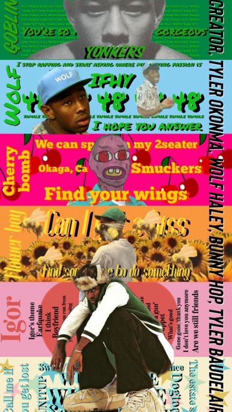 Tyler the creator in the middle of his albums Igor Tyler The Creator, Tyler The Creator Aesthetic, Cherries Painting, Creator Aesthetic, Aesthetic Pin, Tyler The Creator Wallpaper, Kill People, Cool Wallpapers Art, Frank Ocean