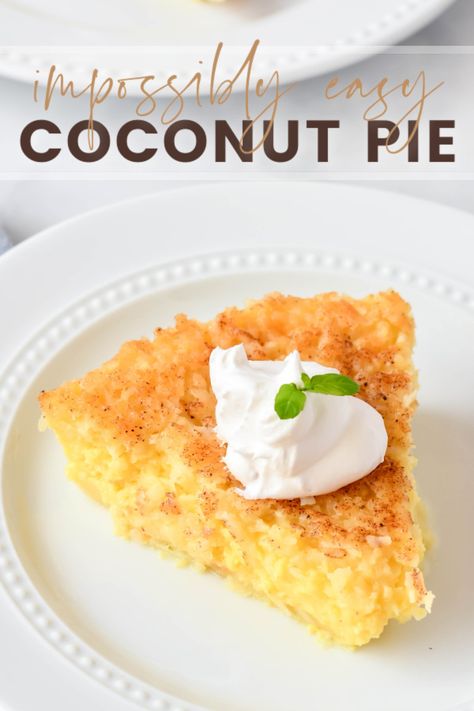 You may remember this Impossibly Easy Coconut Pie from years ago. Unlike many pies, you don’t bake this in a pie shell – instead, the pie magically makes its own crust. Blender Pie, Easy Coconut Pie, Impossible Coconut Pie, Coconut Pie Recipe, Chess Pie Recipe, Gluten Free Bisquick, Sour Cream Frosting, Bake Easy, Coconut Custard Pie