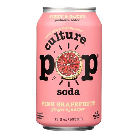 Enjoy the refreshing and tangy taste of Culture Pop Soda Pink Grapefruit. This pack includes 6 packs, each containing 4 bottles, with each bottle holding 12 fluid ounces of zesty and citrusy pink grapefruit soda. Made with real grapefruit flavor and natural ingredients, this soda offers a revitalizing and satisfying beverage option. Simply chill and enjoy the crisp and tangy flavor of Culture Pop Soda Pink Grapefruit. Grapefruit Plant, Rose Drink, Healthy Soda, Chili Mango, Probiotic Benefits, Grapefruit Soda, Organic Juice, Organic Spice, Grapefruit Juice