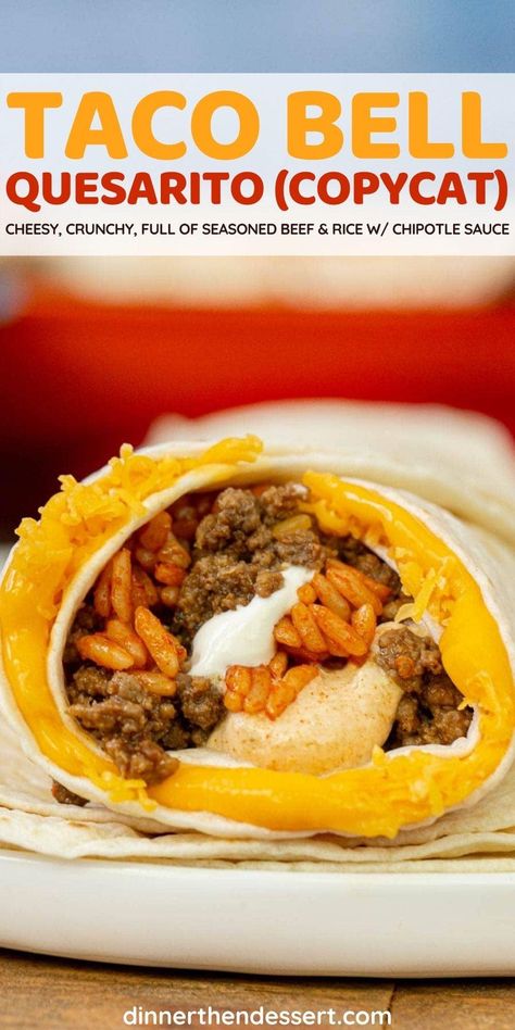 Taco Bell Beef Quesarito, Taco Bell Seasoned Rice, Chicken Quesarito Recipe Taco Bell, Quesorito Burrito, Copycat Taco Bell Rice, Taco Bell Inspired Meals, Taco Bell Copycat Recipes Vegetarian, Taco Bell Rice Recipe, Keto Taco Bell Recipes