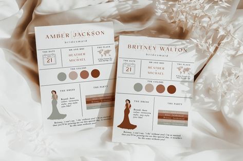 Burnt Orange Bridal Party, Terracotta Bridal Party, Orange Bridal Party, Bridesmaid Info Card, Art Museum Wedding, Bridemaids Gifts, Wedding 2025, Bridal Party Proposal, Wedding Bridal Party