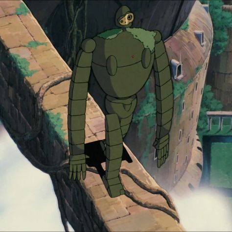 Castle in the Sky Robot From Castle In The Sky, Castle In The Sky Screen Caps, Castle In The Sky Art, Ghibli Castle In The Sky, Castle In The Sky Robot, Anime Castle, Robot Soldier, Pom Poko, Sky Tattoos