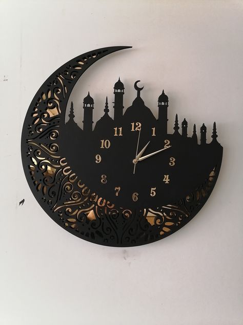 Excited to share the latest addition to my #etsy shop: Wooden Islamic Wall Clock,Islamic Clock, Islamic Wall Art, Islamic Home Decor,Arabic Clock https://etsy.me/3tyGlM0 Modern Wall Clock Design, Wall Clock Design Ideas, Wood Clock Design, Laser Cut Box, Islamic Home Decor, Wall Art Islamic, Wall Clocks Living Room, Islamic Wall Decor, Art Islamic