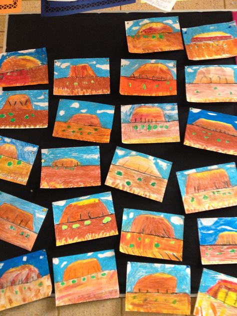 Australia Art Projects For Kids, Australia Art For Kids, Australian Art For Kids, Aboriginal Art For Kids, Landscape Art Lessons, Australia Crafts, Tik Tok Videos Funny, Australia Art, Ayers Rock