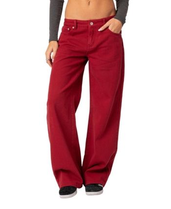 Edikted Roman Low Rise Slouchy Jeans Baggy Jeans For Women, Low Rise Baggy Jeans, Slouchy Jeans, Streetwear Pants, Stylish Jeans, Red Jeans, Jeans Y2k, Loose Jeans, Low Rise Jeans