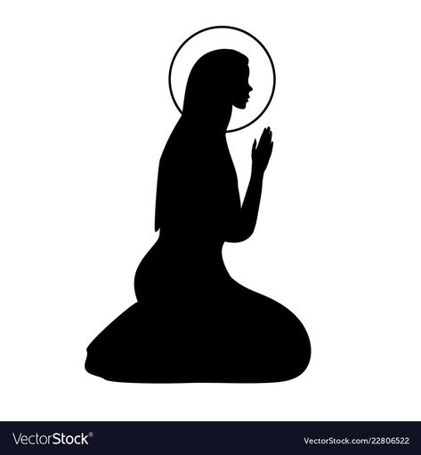 Virgin Mary Outline, Mary Silhouette, Moon Outline, Manger Nativity, Person Silhouette, Cactus Vector, Shadow Images, Outline Design, Vector Character Design