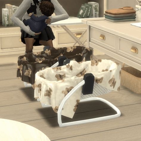 snuggle-in bassinet | Patreon Milkemie Sims 4, More Skin Colors Sims 4 Cc, Sims 4 Infant Stuff, Sims Newborn Cc, Infant Stroller Sims 4, Sims 4 Cc Functional Bassinet, Sims 4 Infant Bottle Override, Sims 4 Infant Bassinet, Sims 4 Bottle Warmer