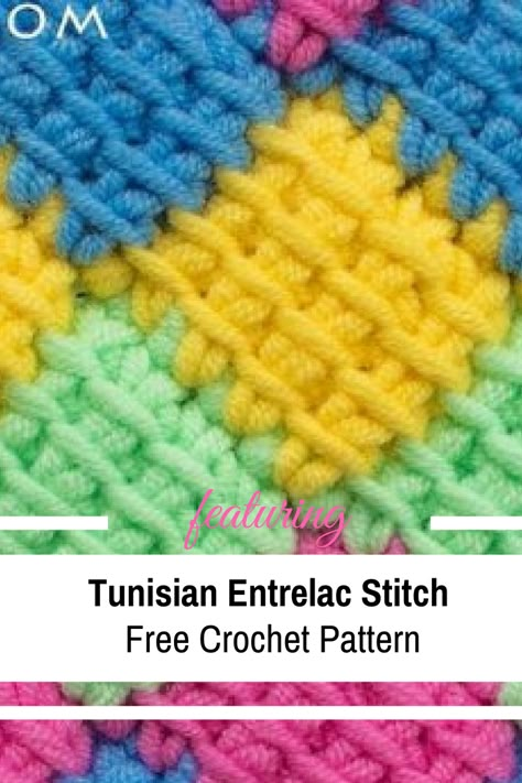 Tunisian Crochet Entrelac Stitch Pattern Enterlac Crochet Pattern Free, Enterlac Crochet, Crochet Entrelac, Tunisian Patterns, Entrelac Crochet, Crochet Stitches Ideas, Tunisian Crochet Patterns, Tunisian Crochet Stitches, Crochet Tunisian