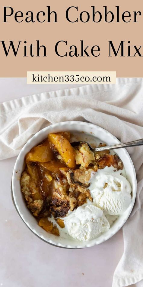 Peach Cobbler with Cake Mix takes a classic southern recipe and makes it so easy to make! It is made up of juicy canned peaches and a yellow cake mix crumble. You'll want to eat it fresh out of the oven with ice cream or whipped cream! Classic Southern Recipes, Southern Recipe, Meatball Bake, Vegetarian Cake, Canned Peaches, Conventional Oven, Cobbler Recipes, Yellow Cake, Yellow Cake Mixes