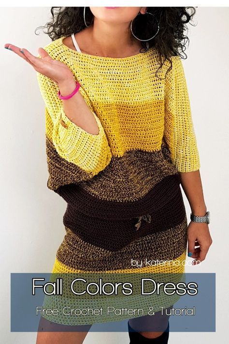 Fall Colors Dress - ByKaterina Fall Colors Dress ByKaterina Fall Colors Dress, Crochet Garments, Beau Crochet, Crochet Summer Dresses, Crochet Gloves Pattern, Wing Sleeves, Colors Dress, Mode Crochet, Crochet Skirts