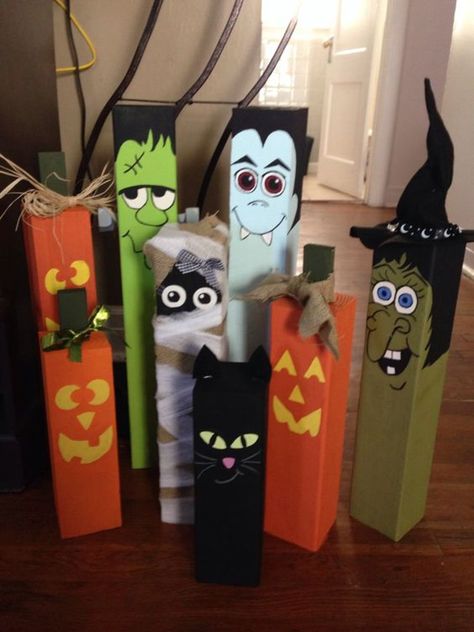 Halloween Crafts To Make, Easy Halloween Crafts For Kids, Buffet Halloween, Halloween Crafts For Kids To Make, Décoration Table Halloween, Halloween Craft Ideas, Table Halloween, Halloween Wood Crafts, Adornos Halloween