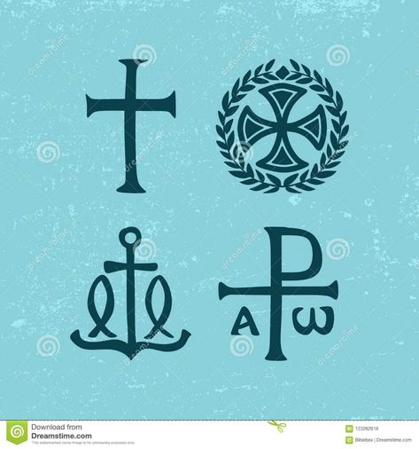 Illustration about Ancient Christian Symbols and signs. Illustration of lord, jesus, icon - 123262618 Christian Symbols, Stock Vector, Vector Illustration, Jesus, Google Search, Signs