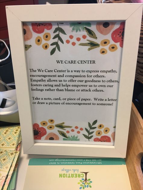 We Care center for adults description in Faculty Lounge We Care Center Conscious Discipline, Faculty Room, Faculty Lounge, Classroom Family, Discipline Ideas, Cd Idea, School Discipline, Classroom Arrangement, Conscious Discipline