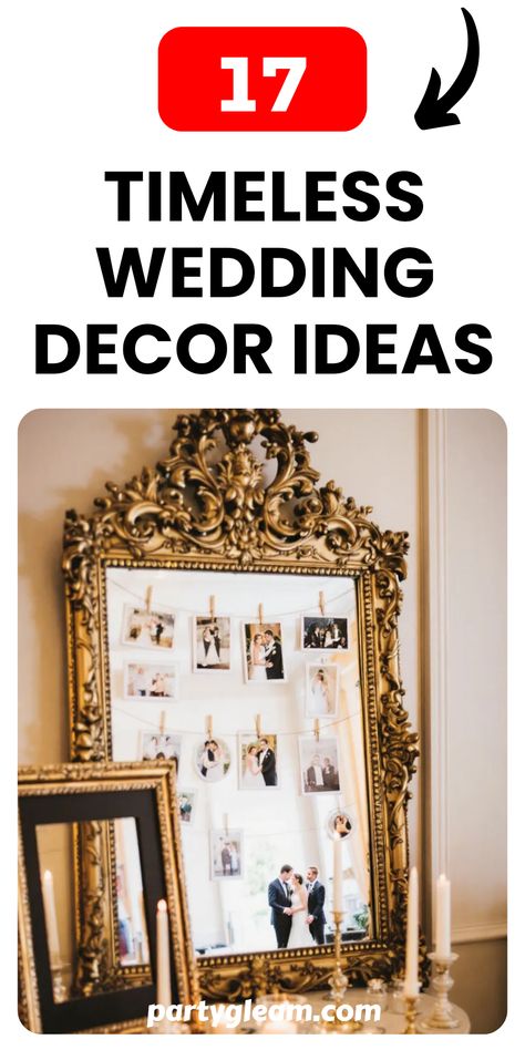 Planning a wedding can be challenging, but these 17 timeless wedding decor ideas will surely bring your vision to life! From ornate mirror displays to enchanted centerpieces, get ready to make your venue look stunning and unique. Explore elegant floral arrangements, rustic touches, and beautiful table settings that accommodate every style and budget. Whether you prefer classic or contemporary, these amazing decor inspirations will help set the perfect tone for your special day. Create unforgettable moments with stylish details! Majestic Wedding Decor, Vintage Romantic Wedding Decor, Old Money Wedding Centerpiece, Enchanted Centerpieces, Historic Wedding Theme, Wedding Mantel Decor, Sweetheart Table Flower Arrangements, Elegant Theme Wedding, Simple Elegant Wedding Ideas