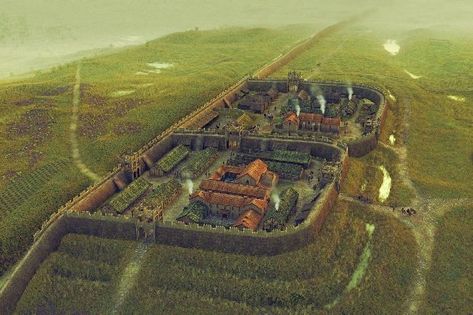 Castle Fort, Roman Fort, Century Armor, Roman Britain, Ancient Houses, Old Fort, Fantasy Castle, Ancient Cultures, Dark Ages