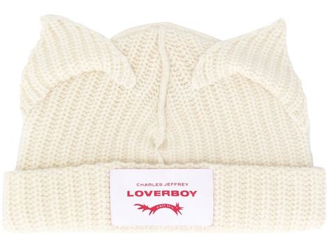 Topi Vintage, Charles Jeffrey Loverboy, Chunky Knit Beanie, Charles Jeffrey, Cat Eared Beanie, Boys Beanie, Cat Beanie, Bear Hat, Cat Hat