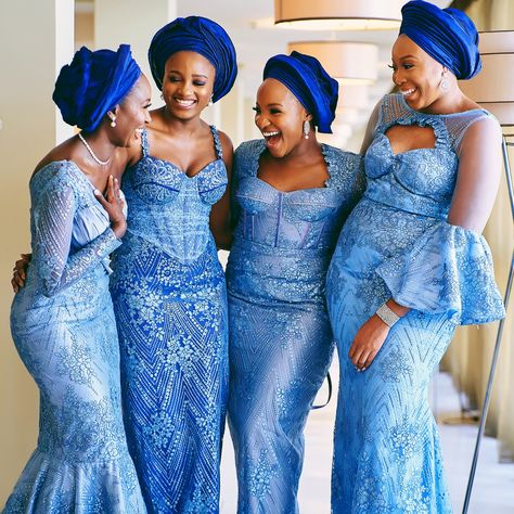 Aso Ebi inspiration #nigerianwedding #asoebi #asoebistyles #lagos #melanin #blackgirlmagic #blackbridesmaid Bridesmaid Asoebi Styles, Blue Asoebi Lace Styles For Wedding, Aso Ebi Color Combinations, Blue Asoebi Lace Styles, Bridesmaid Asoebi, Asoebi Lace Styles For Wedding, Blue Asoebi, Tswana Wedding, Asoebi Lace Styles