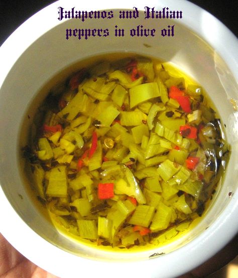 JALAPENOS AND ITALIAN PEPPER IN OLIVE OIL Peppers In Oil Canning, Canning Hot Banana Peppers In Oil, Italian Banana Peppers In Oil, Italian Hot Peppers In Oil Recipes, Canning Pepercinni, Me And My Husband, Pickling Jalapenos, Pickled Vegetables, Stuffed Banana Peppers