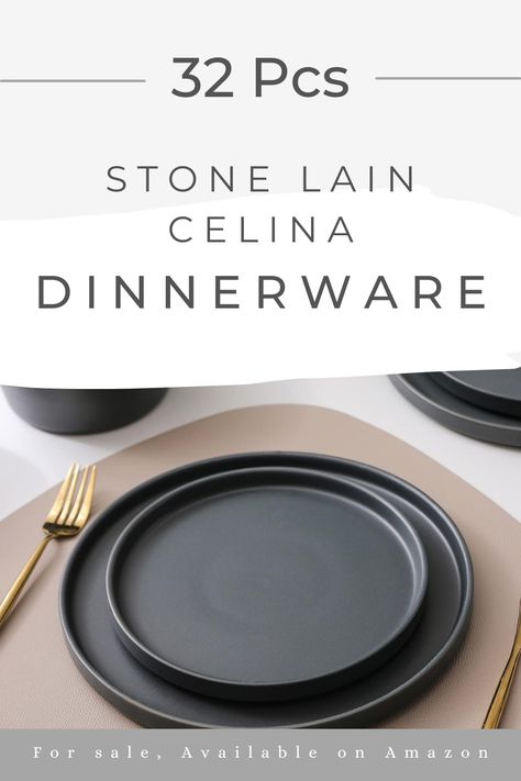 Make a loud statement with your dishes. The Stone Lain 32 Piece Stoneware Round Dinnerware set in grey is unforgettable. The perfect balance between trendy cool and modern classicism, these round plates and bowls turn every table into a hip party. #dinnerplate #stoneware #dinnerset #dishware #setthetable #flatware #tablewares #tablewaredesign #crockery Bowls Dinner, Round Plates, Bowl Turning, Dinner Bowls, Tableware Design, Stoneware Dinnerware, Dinner Sets, Dinnerware Set, Salad Plates