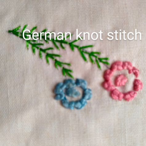 Floral design. German Knot Stitch, Knot Stitch, Hand Embroidery, Machine Embroidery, Embroidery Designs, Knot, Floral Design, Embroidery, Floral