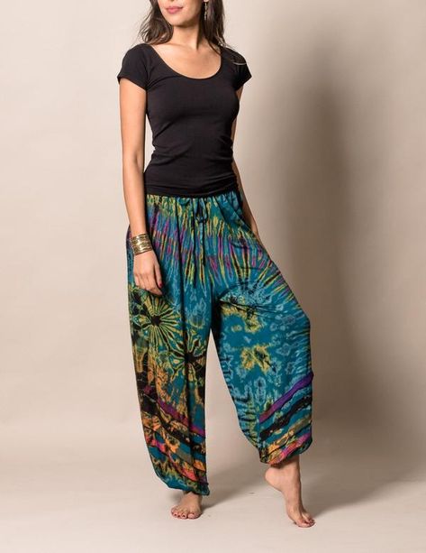 Tie Dye Harem Pants Tie Dye Harem Pants, Harem Pants Fashion, Tie Dye Clothing, Dye Pants, Tie Dye Maxi Skirt, Black Harem Pants, Tie Dye Pants, Tie Dye Jumpsuit, Harem Pants Women