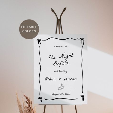 Vintage Rehearsal Dinner Decorations, Rehearsal Dinner Signage, Rehersal Dinner Signage, The Night Before Rehearsal Dinner Sign, Rehearsal Dinner Ideas, Rehearsal Dinner Sign, Rehearsal Dinner Welcome Sign, Wedding Welcome Party, Wedding Artwork