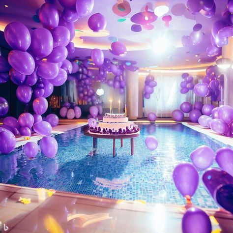 Swimming pool 🏊birthday decoration bts purple ballons dacor Purple Pool Party, Purple Pool, Bts Purple, Pool Birthday, Pool Birthday Party, Purple Themes, Birthday Decoration, Pool Party, Birthday Decorations