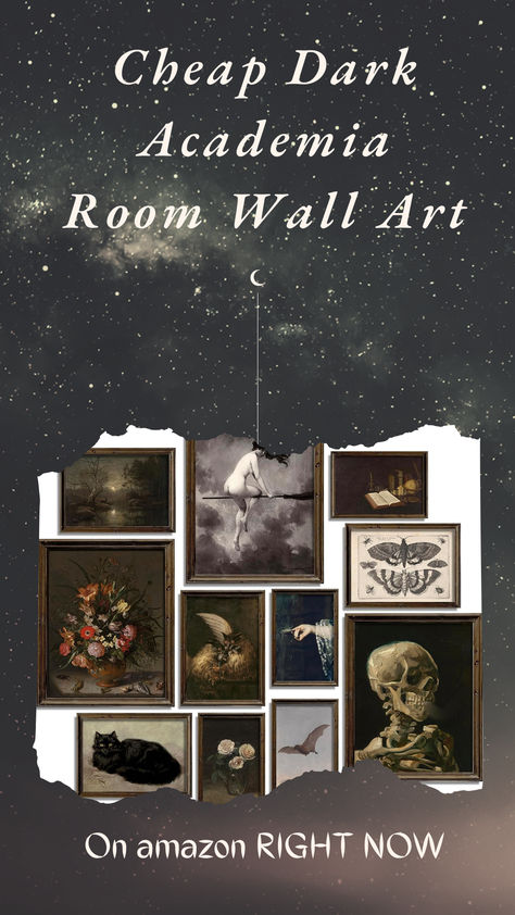 Link to the item is attached! Academia Room Decor, Dark Academia Room Decor, Dark Academia Room, Academia Room, Home Decor Halloween, Dorm Bedroom, Gothic Home, Victorian Decor, Gallery Wall Art