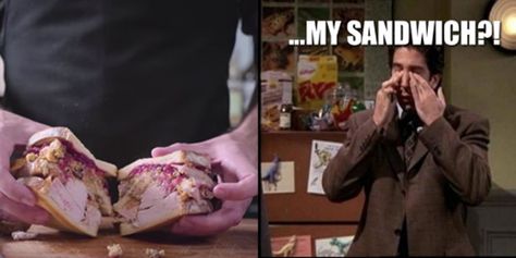 Best Episodes Of Friends, Friends Best Episodes, Leftover Thanksgiving Sandwich, Thanksgiving Sandwich, Leftover Thanksgiving, Ross Geller, Monica Geller, Thanksgiving Leftovers, Secret Ingredient