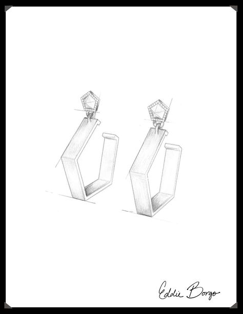 #EddieBorgo | Designer Sketch | Zenith Hoops Male Body Jewelry, Ring Sketch, Jewel Drawing, Jewelry Rendering, Art Jewelry Design, Jewellery Design Sketches, Jewerly Designs, Jewelry Illustration, Jewelry Design Drawing