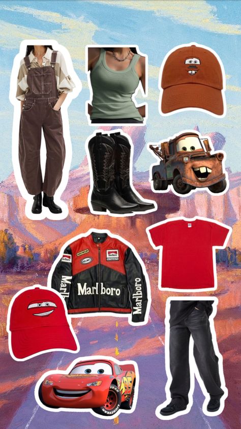 Mater Cars Costume, Cars Costume, Mater Cars, Tow Mater, Duo Costumes, Bff Halloween Costumes, Lightning Mcqueen, Junior Outfits, Halloween Costumes