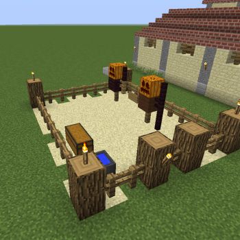 Training Grounds, Brick Fence, Combat Training, Minecraft House, Minecraft Blueprints, Minecraft Buildings, Minecraft Designs, Training Camp, Minecraft Houses