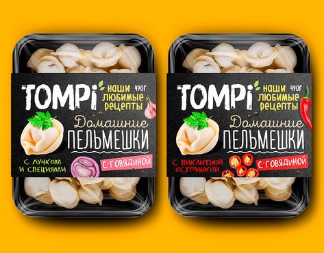 "TOMPI" dumplings. Food. Packaging Design. on Behance Dumpling Packaging, Frozen Food Packaging, Frozen Dumplings, Ice Cream Art, Japanese Packaging, Meat Shop, Food Branding, Food Logo Design, Design Label