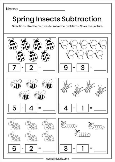 Preschool Subtraction Worksheets, Subtraction Worksheets For Preschool, Spring Subtraction Kindergarten, Spring Math Worksheets Kindergarten, Kindergarten Addition And Subtraction Worksheets, Free Subtraction Worksheets Kindergarten, Addition And Subtraction Worksheets For Kindergarten, Subtraction Worksheets Grade 1, Subtraction Worksheets Kindergarten